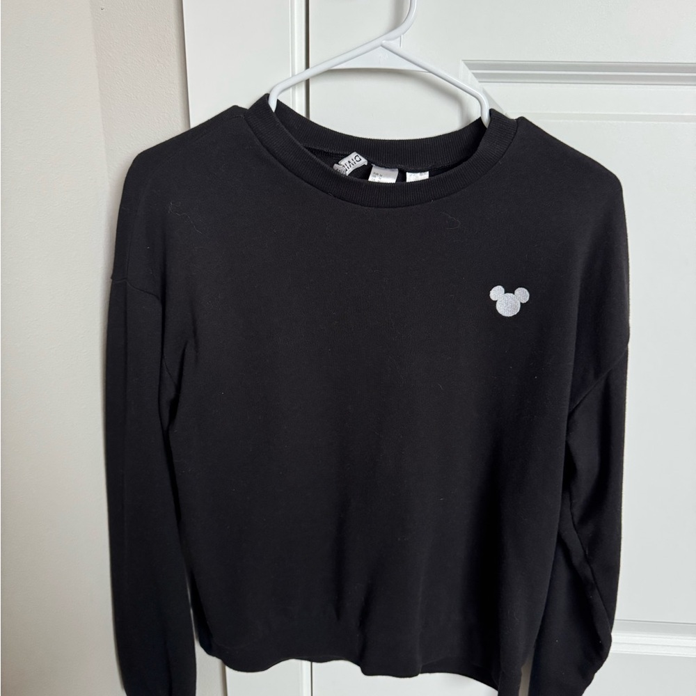 Disney Black Sweatshirt with Mickey Mouse Logo Size Medium